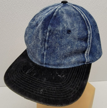 Vintage Amapro Denim Acid Wash Blue Hat Black Velour Bill Snapback - Hon... - £18.55 GBP