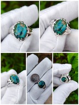Natural Turquoise Multicolor Firus Persian With Silver Goat Claw Ring - $148.85