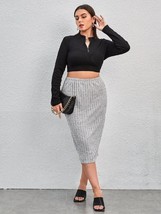 EMERY ROSE Plus High Waist Ribbed Knit Skirt Gray Size 14 (1XL) NEW W TAG - £22.75 GBP