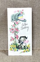 Vintage Greeting Card Puppy Dog With Letter At Mailbox Junk Journaling E... - $9.90