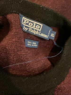 Ralph Lauren Polo Men's Color Block Wool Sweater Burgundy/Black XL Item image 4