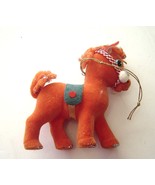 Vintage Flocked Orange Horse Donkey Ornament 1950&#39;s - £11.72 GBP