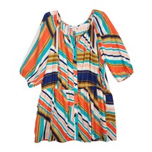 Vtg Christine V Women&#39;s Plus Size 4X Striped Mini Dress Puff Sleeve Drop... - $459.79 MXN