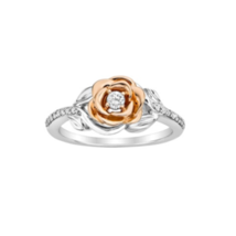 Rose Fashion Ring in 10K Two Tone Gold Plated LC Moissanite Christmas Gift - £84.77 GBP