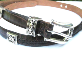 Talbots Concho Belt Butterfly Filigree Genuine Leather Croc Print Braid ... - £15.04 GBP
