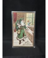 Early 1900s Green Suit Coat Santa Claus Christmas Embossed Postcard - €8,28 EUR