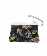 Jessica Simpson Rio Cactus Canvas Wallet Key Holder Clutch Black Green Pink - $232.10 MXN
