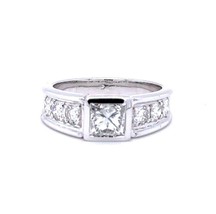 &quot;Princess Diamond Ring With Round Stones, 18kt White Gold&quot; - £3,907.86 GBP