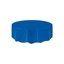 Round Royal Blue Plastic Tablecloth, 7ft  - $7.00
