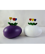 Department 56 Wooden Painted Easter Eggs 2 with Tulips Decor 2 3/8&quot; - $7.07