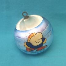 Vintage 1984 Ziggy Merry Christmas satin ball ornament ice skating dog moose - £6.39 GBP