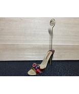 High Heel Shoe Business card Holder Place Card Purple Red Enamel Rhinestone - $6.35