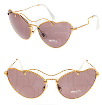 Miu Miu Scenique 55R Cat Eye Pink Gold Heart Metal Wave Sunglasses MU55RS - £133.59 GBP
