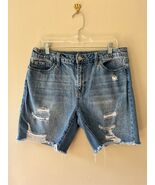 YMI Sz 15/32 High Rise Dark Denim Stretch Distressed Shorts Dream Fit Po... - €19,13 EUR