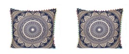 New Cotton Square Cushion Cover Bohemian Throw Pillow Cases 26x26 Inch set of 2 - £25.43 GBP