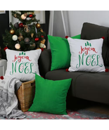 Christmas Throw Pillows and Covers 4-PC Set Square 18X18 White Green Red... - £73.15 GBP