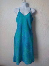 Vintage 90s Suzy Shier Blue Teal Paisley Slip Mini Dress Straps Women si... - $25.08