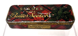 Antique Slade&#39;s Pure Butter Scotch Tartan Plaid Tin w Thistle Has Wear - $18.32