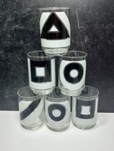 6 MCM Libbey Black and White Geometric Lowball Rocks Cocktail Glasses - $69.30