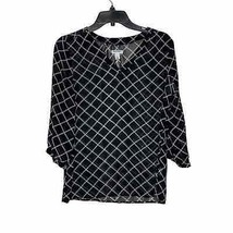 Old Navy Sheer Blouse Size Small Black With White Check Stripes Women 3/... - £11.75 GBP