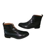 Men Stafford Black Leather Gunner Boots Lace Up Ankle 014-1217 F21668 Si... - $792.62 MXN