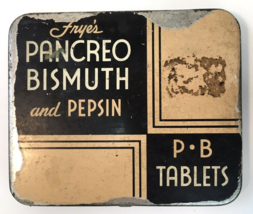 Geo. C. Frye Co. Tin Frye&#39;s Pancreo Bismuth and Pepsin PB Tablet Contain... - £19.57 GBP