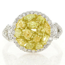 1.65ct Natural Fancy Intense Yellow Diamonds Engagement Ring 18K Solid Gold GIA - £3,335.56 GBP