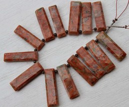 Natural, 12 pieces smooth brown agate rectangle gemstone beads, 7x23 -- 8x28 mm, - £37.30 GBP