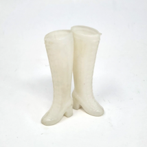 Vintage 1970&#39;s Mattel Barbie White Knee High Plastic Lace Up Boots Shoes 7CM - £18.61 GBP
