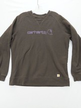 Carhartt Womens Sz L Sweatshirt Brown Embroidered Purple Spellout - $19.80