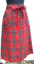 VTG 70s Mr. Stanley Red Tartan Plaid Wrap skirt School Girly Big Pockets... - $63.35
