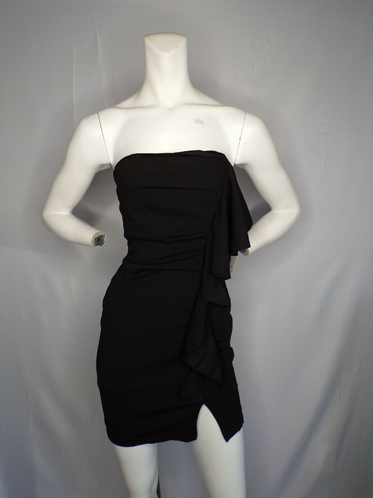 New Emerald Sundae Juniors&#39; Strapless Ruffled Bodycon Dress Black Sz S -... - $17.82