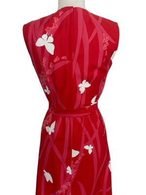 Vtg Malia Honolulu Maxi Dress Bright Pink White Butterfly Retro Tiki Boho Sz 8 Item image 7