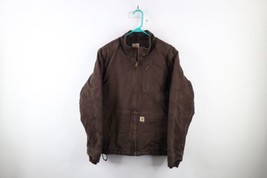 Vintage Carhartt Womens Large Faded Spell Out Fleece Lined Canvas Jacket Brown - £77.54 GBP