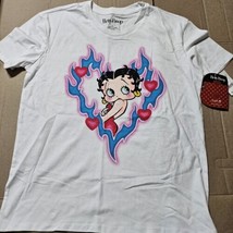 Betty Boop Woman&#39;s Graphic T Shirt size Large White New Cotton Poly Blend - $11.60