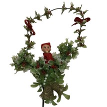Rare Vintage Plastic Hanging Knee Hugger Elf Christmas Decoration Mistletoe - £23.71 GBP