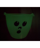 Halloween Glow-in-the-Dark Ghost Treat Bucket white green Pail 5Qt - £10.26 GBP