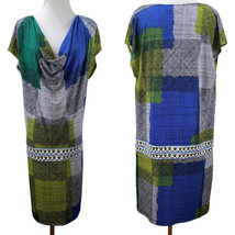 Vintage BCBGMAXAZRIA Silk Jersey Knit Shift Dress Stretch Multicolor Mod... - £39.31 GBP