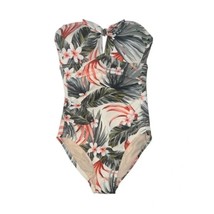 Kona Sol™ Pique Bandeau High Coverage One Piece Swimsuit Tropical Size Small - £21.89 GBP