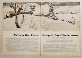 1955 Magazine Picture Deer in Snow at Christmas Illustrated by John Clymer - £8.98 GBP