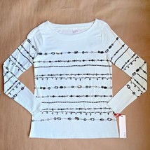 ELLE Jeweled Graphic TOP Size: XS (EXTRA SMALL) New SHIP FREE Long Sleeve - £45.61 GBP