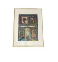 Vintage Art Colored Etching by Rudy Pozzatti Large Framed Religious  - £299.71 GBP