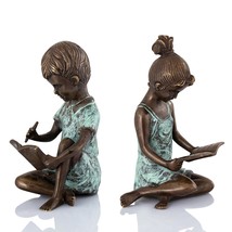 SPI Home Pair of Cast Brass Hand Painted Boy &amp; Girl Bookends - £198.11 GBP