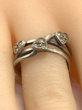 sterling silver 925 CW marcasite Hearts ring size 7 - £39.96 GBP