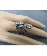 Vintage Ethnic Wrap Bypass Ring Woman&#39;s Face Fruit Basket Silver Tone Si... - £18.03 GBP