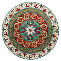 5&#39; Round Red and Sage Medallion Area Rug - $243.95