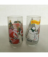 Vintage coca cola seasons greeting Christmas holiday drinking glasses sa... - $362.91 MXN