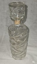 Vintage Clear Glass Whiskey Bourbon Scotch Decanter &amp; Stopper Gin Cylinder Shape - £19.90 GBP