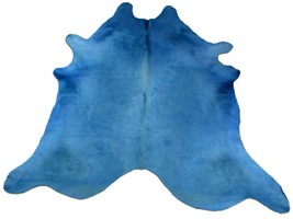 Dyed Blue Cowhide Rug Size: 8&#39; X 7&#39; Blue Dyed Cow Hide Skin Rug C-697 - £223.46 GBP