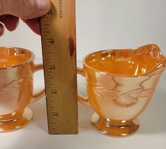 Fire King Sugar & Creamer Set Peach Luster Laurel Leaf VTG image 8